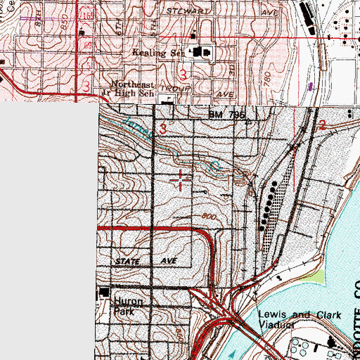 Topographic Map of Pleasant Green Community School, KS