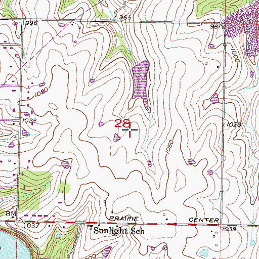 Topographic Map of Prairie Center Elementary School, KS