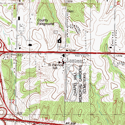 Topographic Map of Saint Patricks Church of Kansas School, KS
