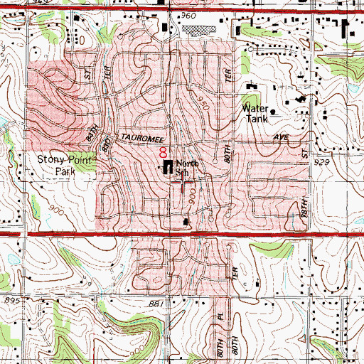 Topographic Map of Stony Point North School, KS