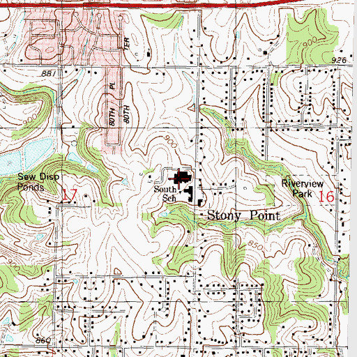 Topographic Map of Stony Point South School, KS