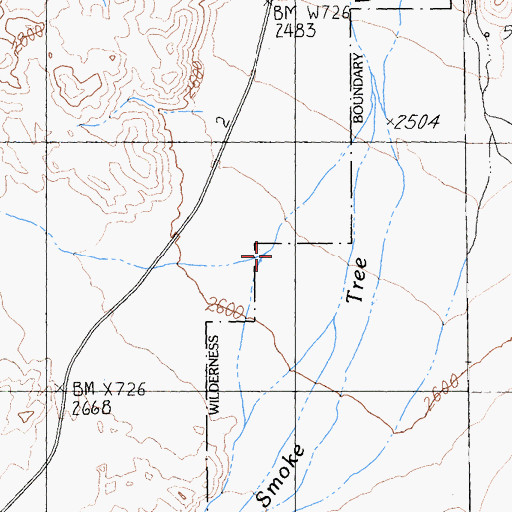 Topographic Map of Porcupine Wash, CA