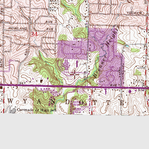 Topographic Map of Wyandotte Comprehensive Special Education Cooperative School, KS