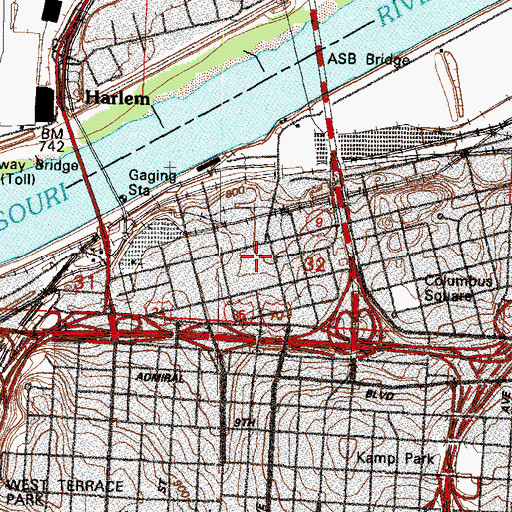 Topographic Map of Arabia Steamboat Museum, MO