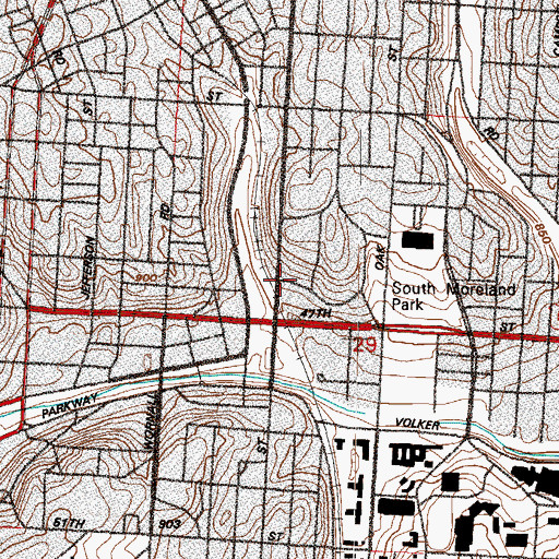Topographic Map of Christian Church Foundation, MO