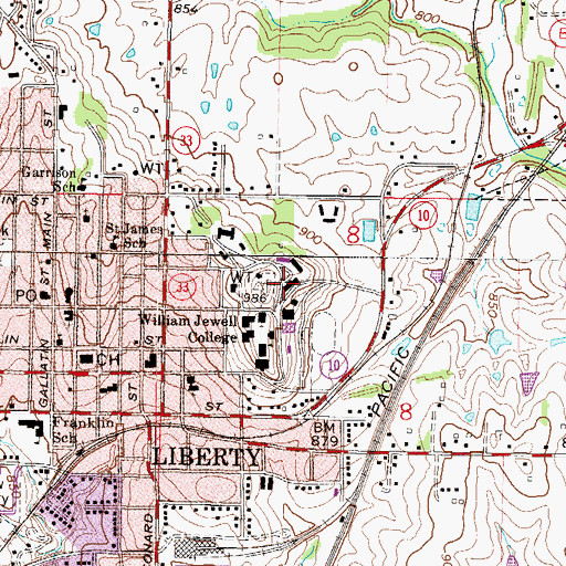 Topographic Map of Ely Hall, MO