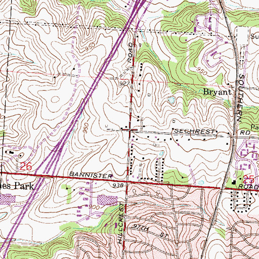 Topographic Map of Kansas City Missouri Fire Department Station 41, MO