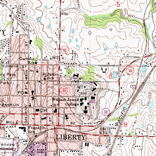 Topographic Map of Jones Hall, MO