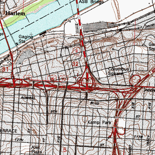Topographic Map of Kansas City Missouri Fire Department Station 25, MO