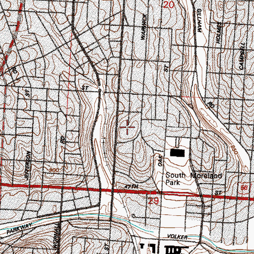 Topographic Map of Kemper Museum of Contemporary Art, MO