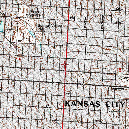 Topographic Map of L H Bluford Branch Kansas City Public Library, MO