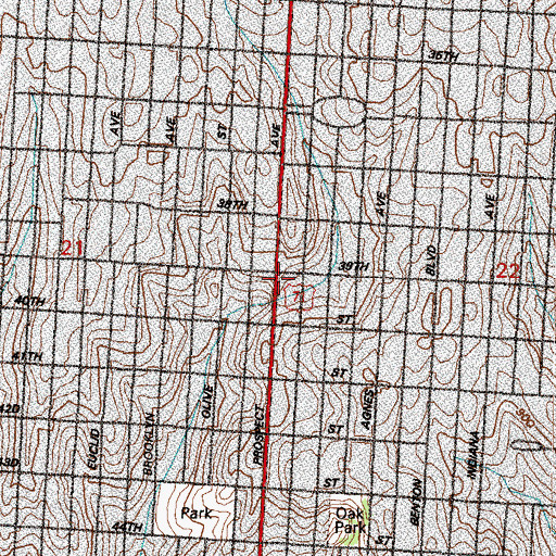 Topographic Map of Mount Vernon Library, MO