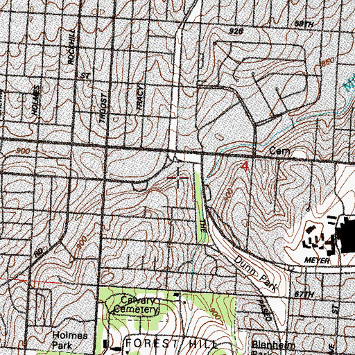 Topographic Map of Nazarene World Headquarters, MO