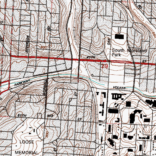 Topographic Map of Plaza Branch Kansas City Public Library, MO