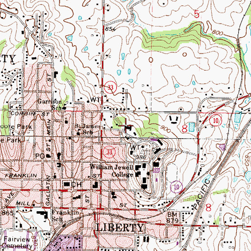 Topographic Map of Semple Hall, MO