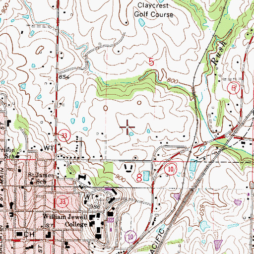 Topographic Map of Spratt Sports Complex, MO