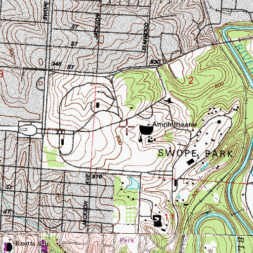 Topographic Map of Starlight Theater, MO