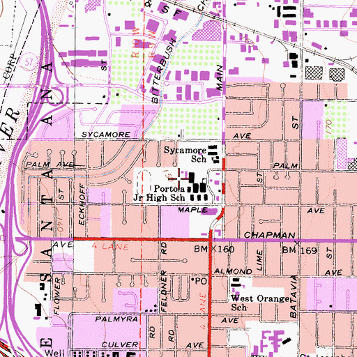 Topographic Map of Portola Middle School, CA