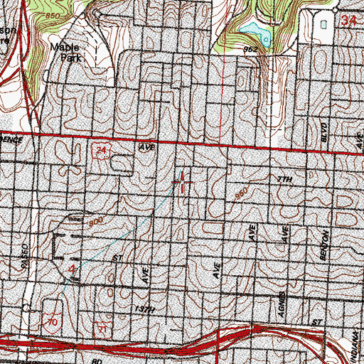 Topographic Map of Abundant Life Apostolic Church, MO