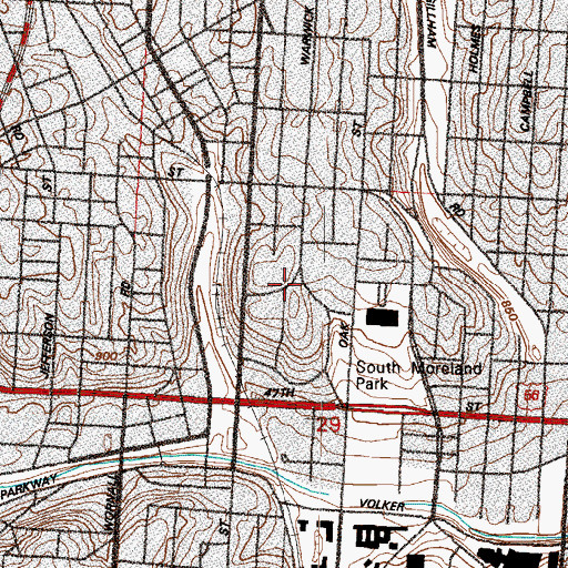 Topographic Map of All Souls Unitarian Universalist Church, MO