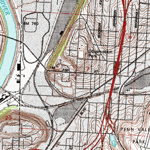 Topographic Map of Alta Vista Christian Church, MO
