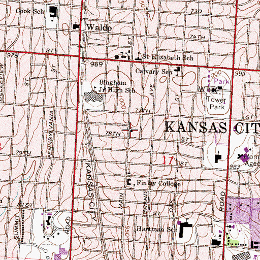 Topographic Map of Antioch Baptist Church, MO