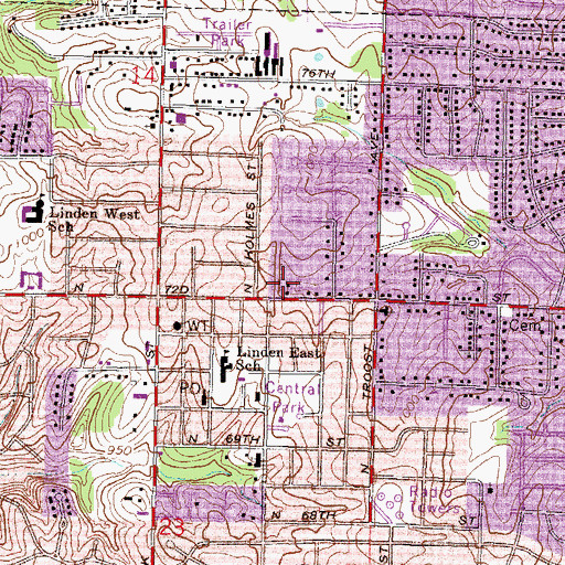 Topographic Map of Antioch Bible Baptist Church, MO