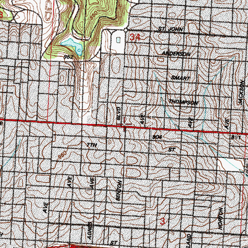 Topographic Map of Apostolic Assembly of the Faith in Christ Jesus, MO