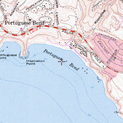 Topographic Map of Portuguese Bend, CA