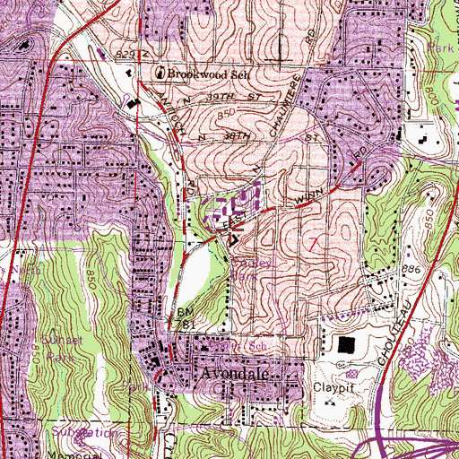 Topographic Map of Avondale United Methodist Church, MO