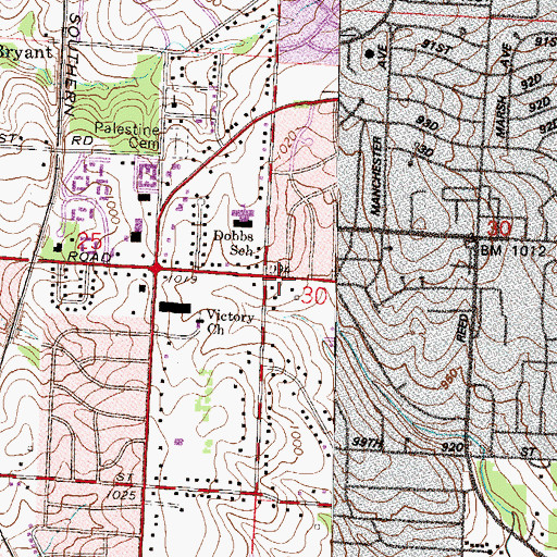 Topographic Map of Bannister Road Baptist Church, MO