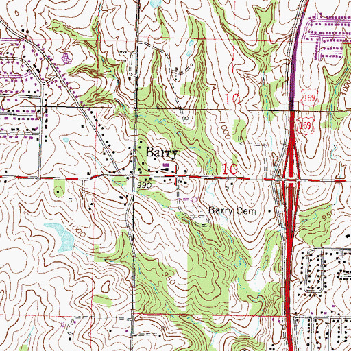 Topographic Map of Barry Christian Church, MO