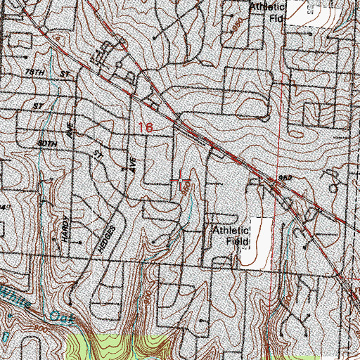 Topographic Map of Beacon Free Will Baptist Church, MO