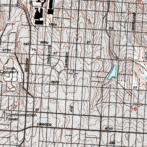 Topographic Map of Beacon Hill Church of the Nazarene, MO