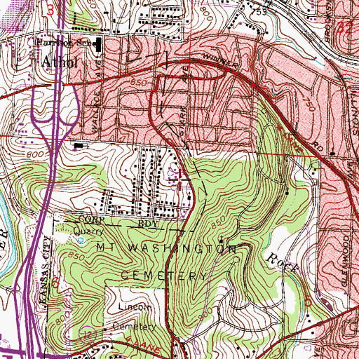 Topographic Map of Blue Ridge Assembly of God Church, MO
