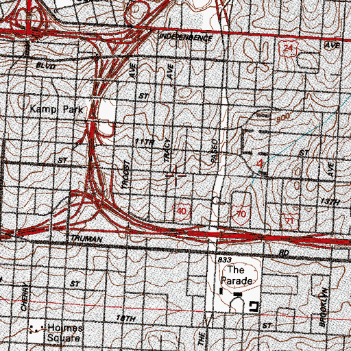 Topographic Map of Boone Tabernacle Church of God in Christ, MO