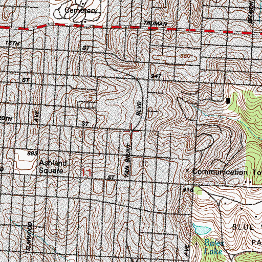 Topographic Map of Bread of Life Community Baptist Church, MO