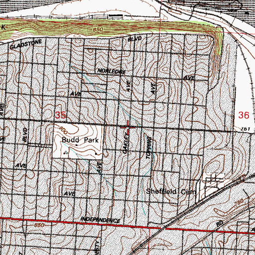 Topographic Map of Calvary Temple Assembly of God Church, MO