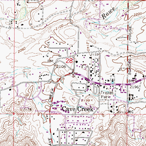 Topographic Map of Cave Creek, AZ