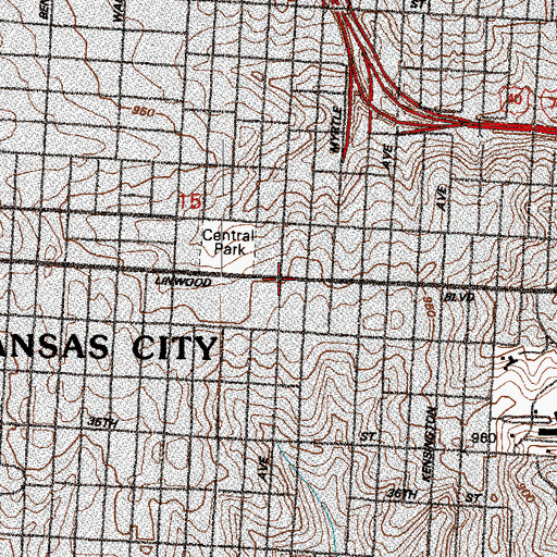 Topographic Map of Central Christian Church, MO