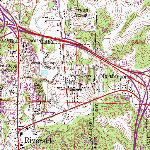 Topographic Map of Central District Pentecostal Church of God, MO