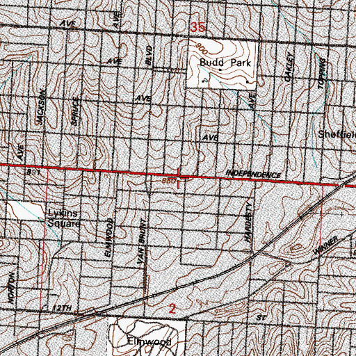 Topographic Map of Childrens Memorial Lutheran Church, MO