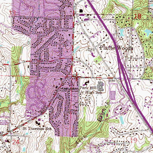 Topographic Map of Christ Lutheran Church Missouri Synod, MO