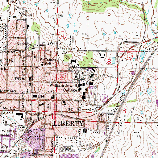 Topographic Map of Grand River Chapel, MO