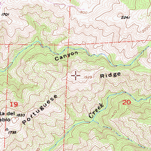 Topographic Map of Portuguese Ridge, CA