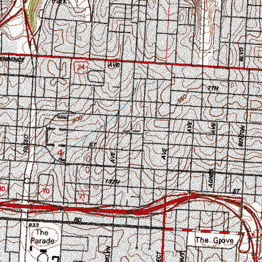 Topographic Map of Greater Holy Temple Church of God in Christ, MO