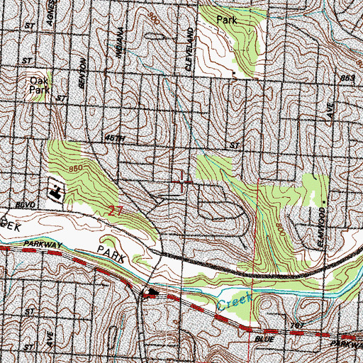 Topographic Map of Greater Mount Zion Baptist Church, MO