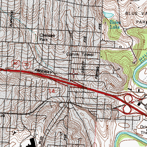 Topographic Map of Greendale Baptist Church, MO