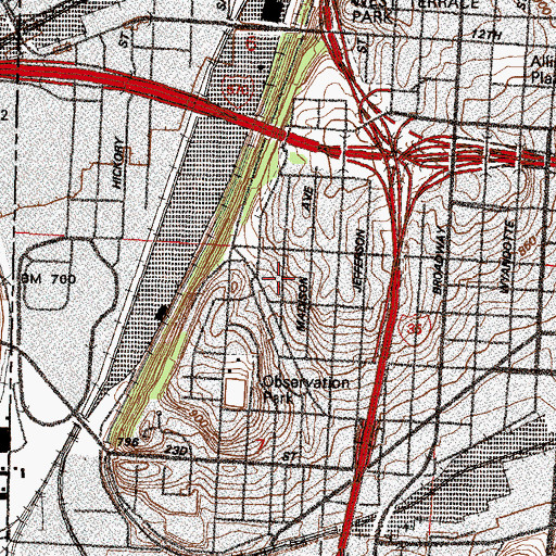Topographic Map of Greenwood Baptist Church, MO