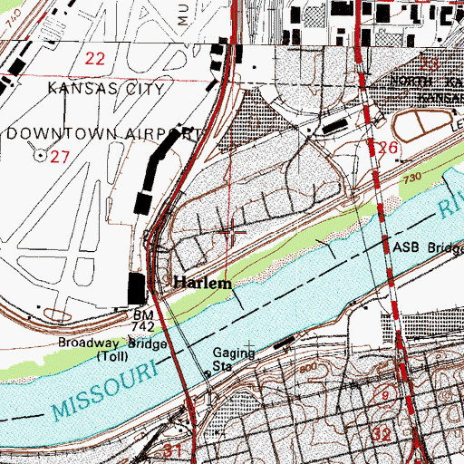 Topographic Map of Harlem Baptist Church, MO